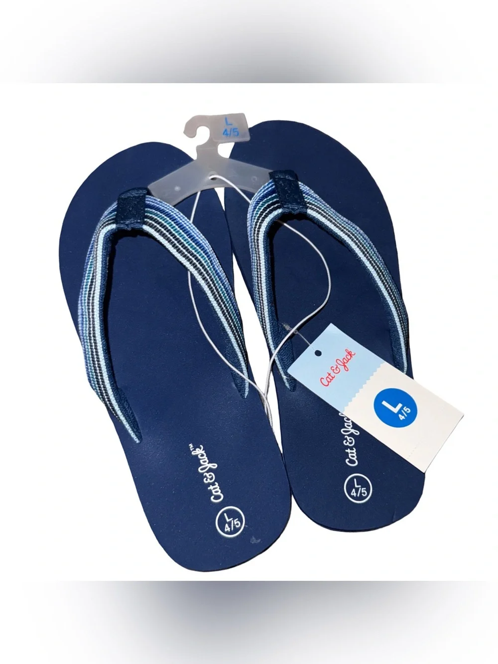 Cat & Jack Kids' Jami Flip Sandals, Large - Navy Blue New with Tag